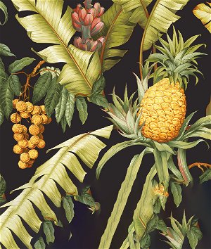 NextWall Peel & Stick Pineapple Floral Ebony Wallpaper