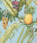 NextWall Peel & Stick Pineapple Floral Sky Blue Wallpaper
