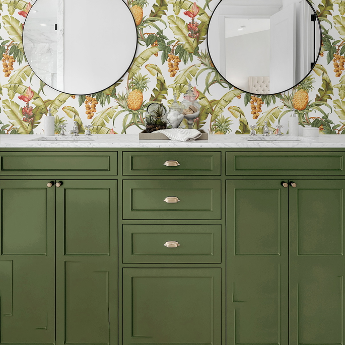 NextWall Peel &amp; Stick Pineapple Floral Off-White Wallpaper image 2 of 5