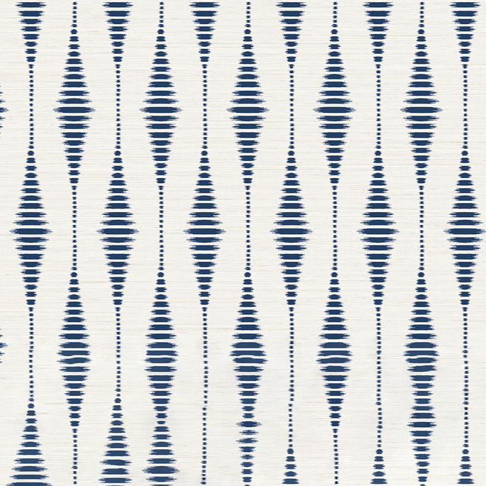 NextWall Peel &amp; Stick Striped Ikat Navy Blue &amp; Linen Wallpaper image 1 of 5