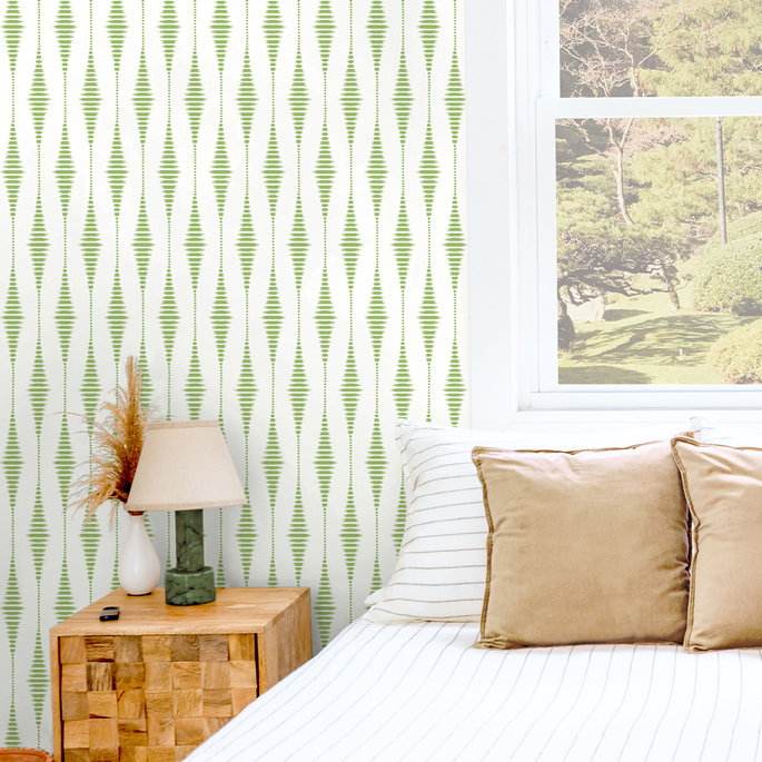 NextWall Peel &amp; Stick Striped Ikat Macaw Green Wallpaper image 3 of 5