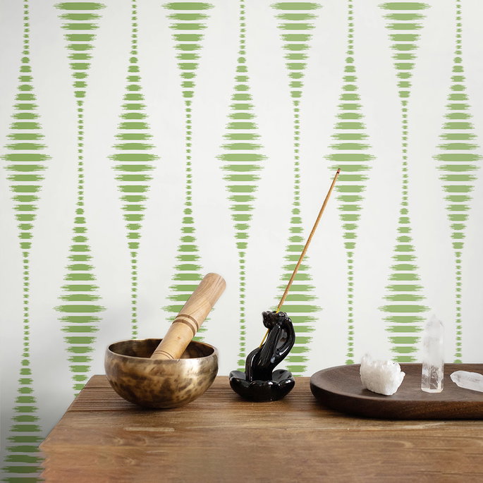 NextWall Peel &amp; Stick Striped Ikat Macaw Green Wallpaper image 5 of 5