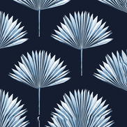 NextWall Peel & Stick Tropical Fan Palm Navy Blue Wallpaper