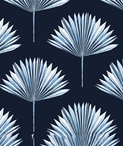 NextWall Peel & Stick Tropical Fan Palm Navy Blue Wallpaper