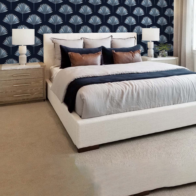 NextWall Peel &amp; Stick Tropical Fan Palm Navy Blue Wallpaper image 5 of 5