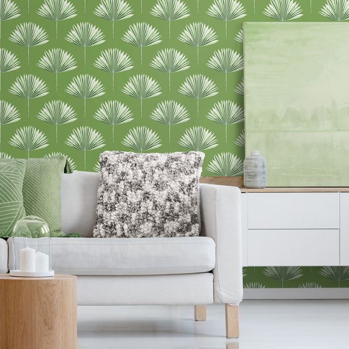 NextWall Peel &amp; Stick Tropical Fan Palm Green Sprout Wallpaper image 2 of 5