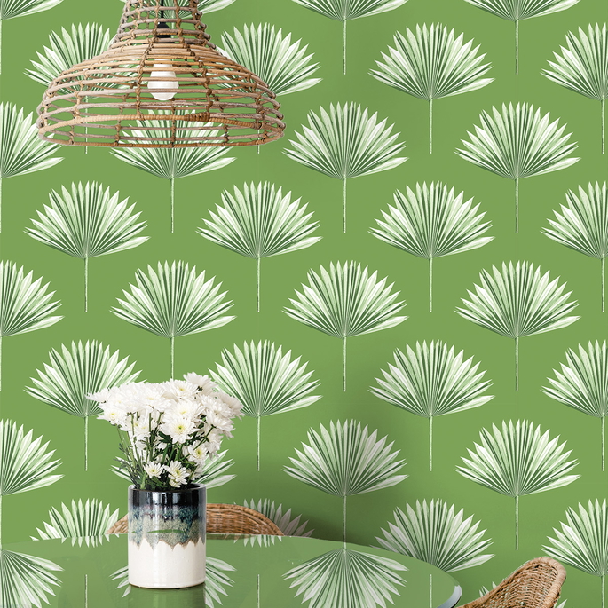 NextWall Peel &amp; Stick Tropical Fan Palm Green Sprout Wallpaper image 3 of 5