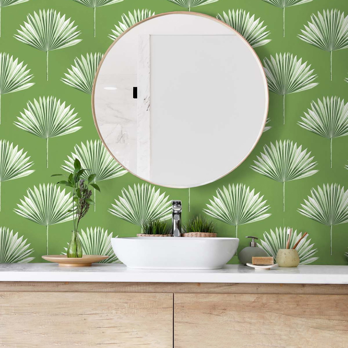 NextWall Peel &amp; Stick Tropical Fan Palm Green Sprout Wallpaper image 4 of 5