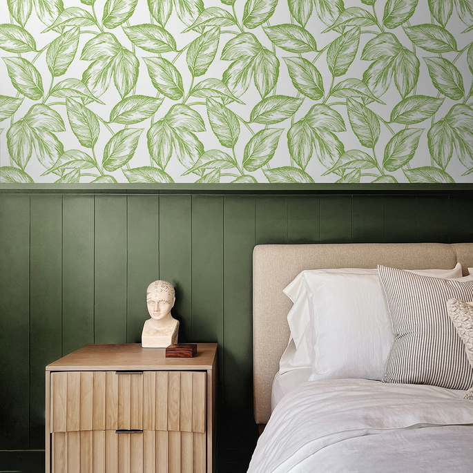 NextWall Peel &amp; Stick Sketched Leaves Greenery Wallpaper image 4 of 5