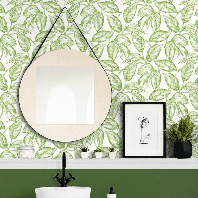 NextWall Peel &amp; Stick Sketched Leaves Greenery Wallpaper image 5 of 5