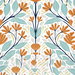 NextWall Peel & Stick Folk Floral Verdigris & Orange Wallpaper