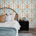 NextWall Peel &amp; Stick Folk Floral Verdigris &amp; Orange Wallpaper thumbnail image 2 of 5