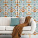 NextWall Peel &amp; Stick Folk Floral Verdigris &amp; Orange Wallpaper thumbnail image 3 of 5
