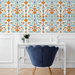 NextWall Peel &amp; Stick Folk Floral Verdigris &amp; Orange Wallpaper thumbnail image 4 of 5