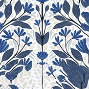 NextWall Peel & Stick Folk Floral Blue Sapphire & Pavestone Wallpaper