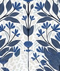 NextWall Peel & Stick Folk Floral Blue Sapphire & Pavestone Wallpaper