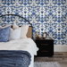 NextWall Peel &amp; Stick Folk Floral Blue Sapphire &amp; Pavestone Wallpaper thumbnail image 2 of 5