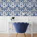 NextWall Peel &amp; Stick Folk Floral Blue Sapphire &amp; Pavestone Wallpaper thumbnail image 4 of 5