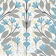 NextWall Peel & Stick Folk Floral Blue Patina & Wheat Wallpaper