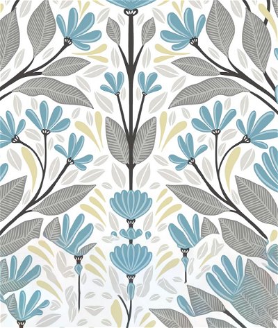 NextWall Peel & Stick Folk Floral Blue Patina & Wheat Wallpaper