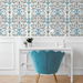 NextWall Peel &amp; Stick Folk Floral Blue Patina &amp; Wheat Wallpaper thumbnail image 4 of 5