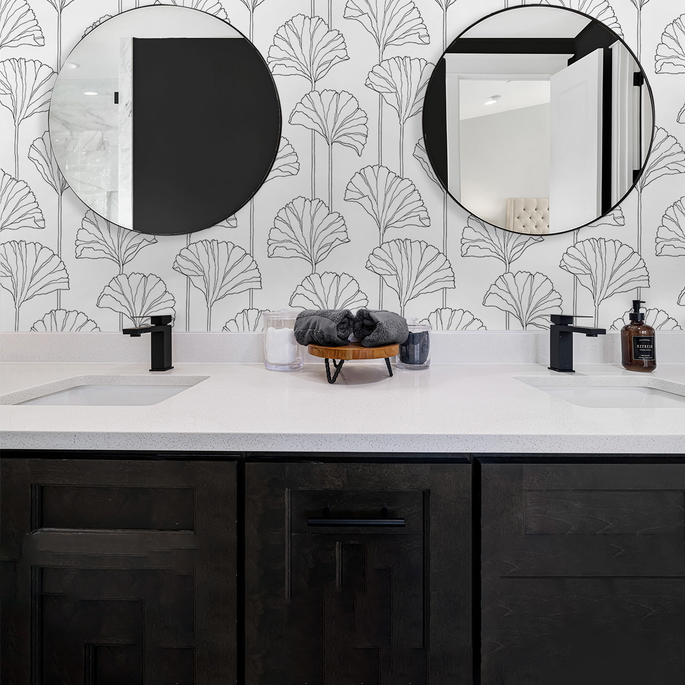 NextWall Peel &amp; Stick Gingko Leaf Ebony Wallpaper image 5 of 5