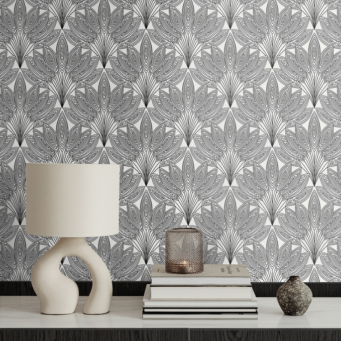 NextWall Peel &amp; Stick Peacock Leaves Ebony Wallpaper image 4 of 5