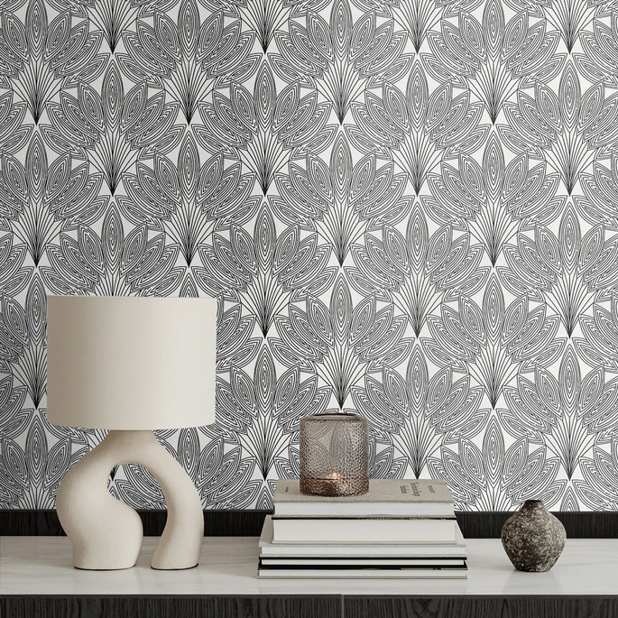 NextWall Peel &amp; Stick Peacock Leaves Ebony Wallpaper image 4 of 5