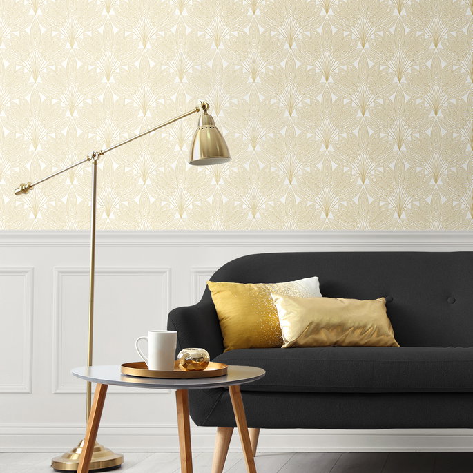NextWall Peel &amp; Stick Peacock Leaves Metallic Gold Wallpaper image 2 of 5