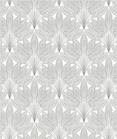 NextWall Peel & Stick Peacock Leaves Metallic Silver Wallpaper