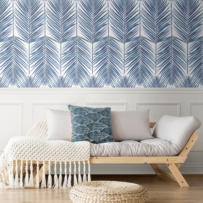 NextWall Peel &amp; Stick Paradise Palms  Coastal Blue Wallpaper image 3 of 5