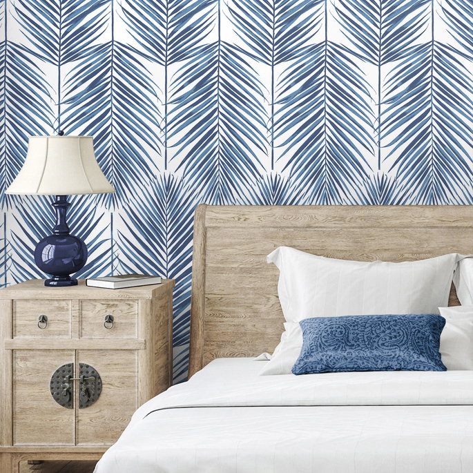 NextWall Peel &amp; Stick Paradise Palms  Coastal Blue Wallpaper image 5 of 5