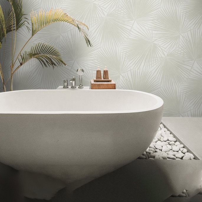 NextWall Peel &amp; Stick Aruba Palm Sea Salt Wallpaper image 4 of 5