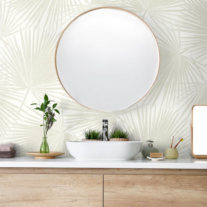 NextWall Peel &amp; Stick Aruba Palm Sea Salt Wallpaper image 5 of 5