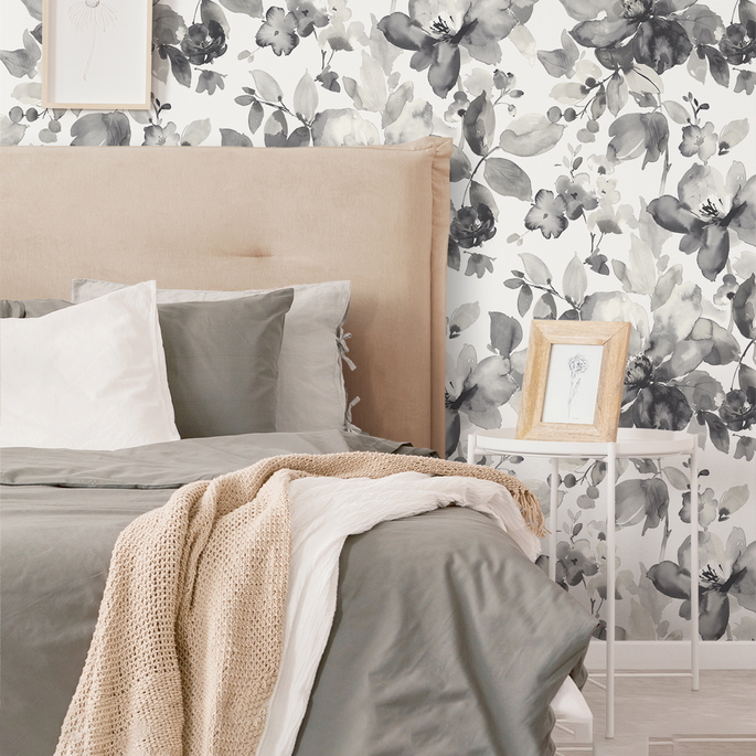 NextWall Peel &amp; Stick Watercolor Flower Inkwell Wallpaper image 2 of 5