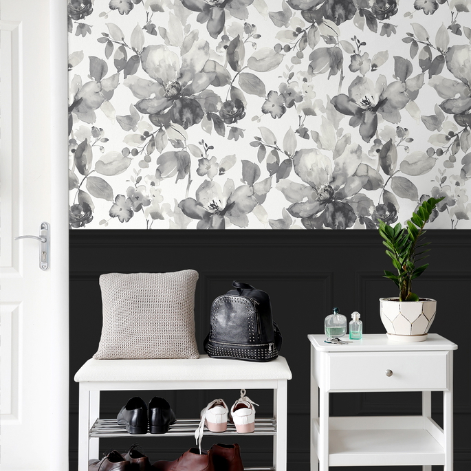 NextWall Peel &amp; Stick Watercolor Flower Inkwell Wallpaper image 4 of 5