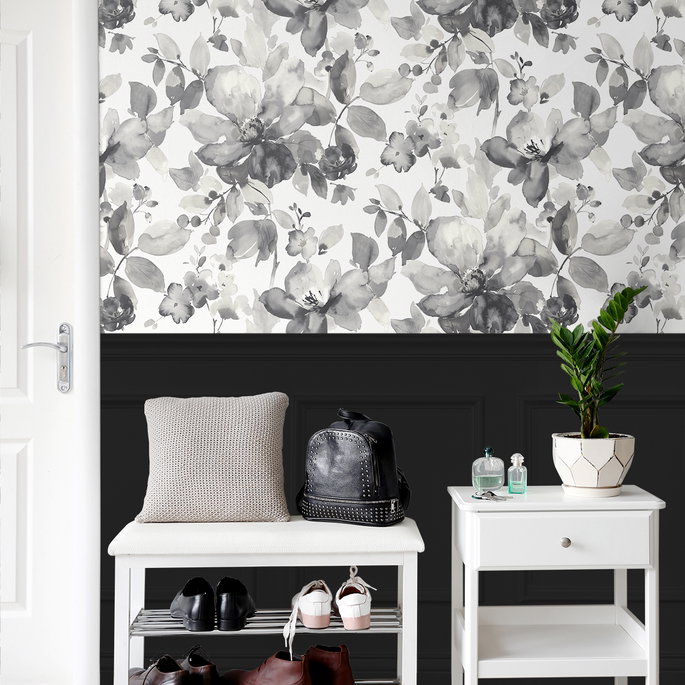NextWall Peel &amp; Stick Watercolor Flower Inkwell Wallpaper image 4 of 5