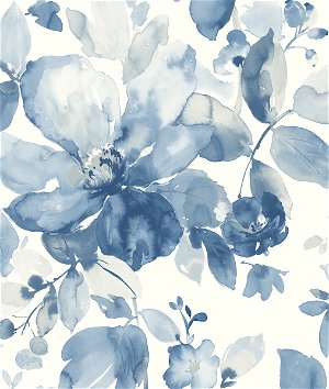 NextWall Peel & Stick Watercolor Flower Bluestone Wallpaper