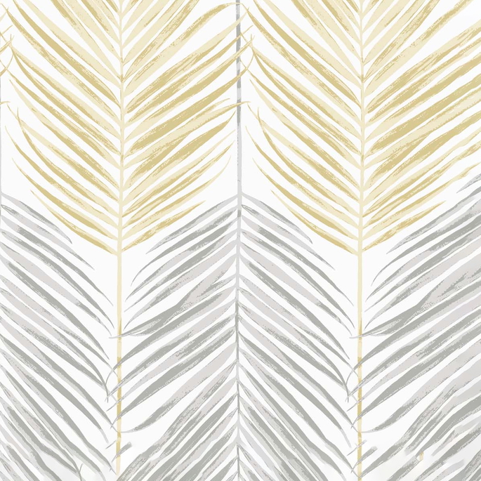 NextWall Peel &amp; Stick Two Toned Palm Wheat &amp; Daydream Grey Wallpaper image 1 of 5