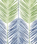NextWall Peel & Stick Two Toned Palm Coastal Blue & Fern Green Wallpaper