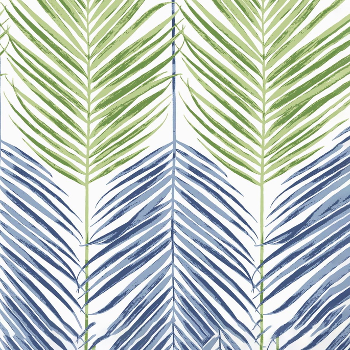 NextWall Peel &amp; Stick Two Toned Palm Coastal Blue &amp; Fern Green Wallpaper image 1 of 5