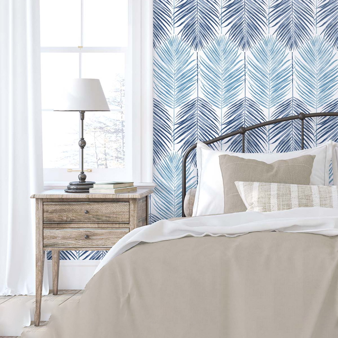 NextWall Peel &amp; Stick Two Toned Palm Blue Lagoon Wallpaper image 3 of 5