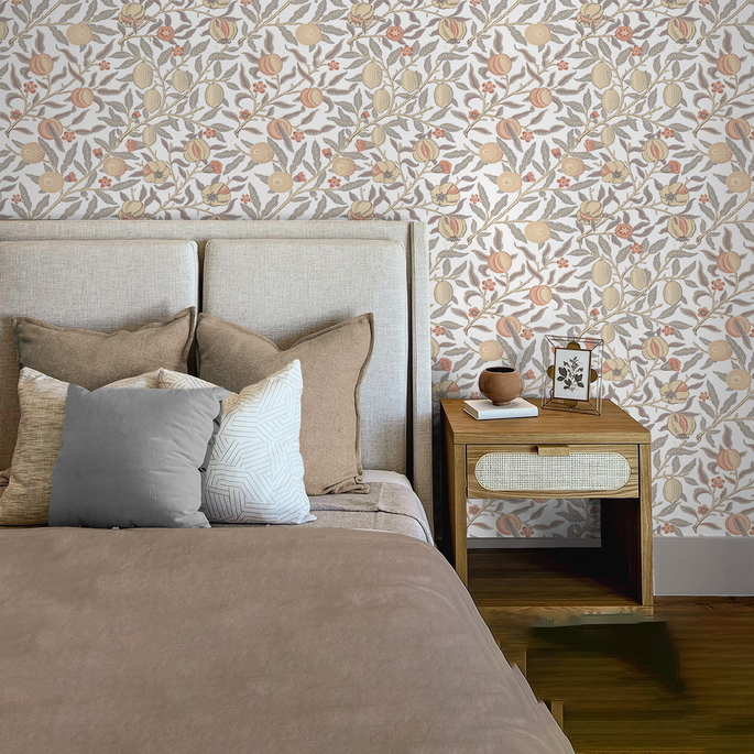 NextWall Peel &amp; Stick Pomegranate Daydream Grey &amp; Melon Wallpaper image 2 of 5
