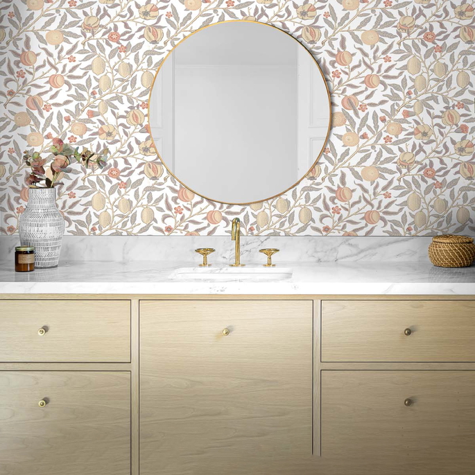 NextWall Peel &amp; Stick Pomegranate Daydream Grey &amp; Melon Wallpaper image 4 of 5