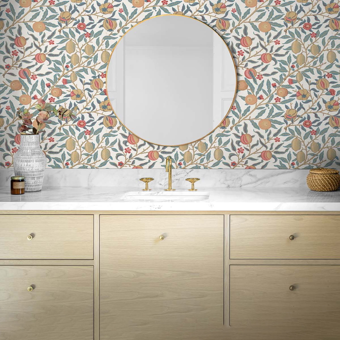 NextWall Peel &amp; Stick Pomegranate Moonstone Blue &amp; Light Ochre Wallpaper image 4 of 5