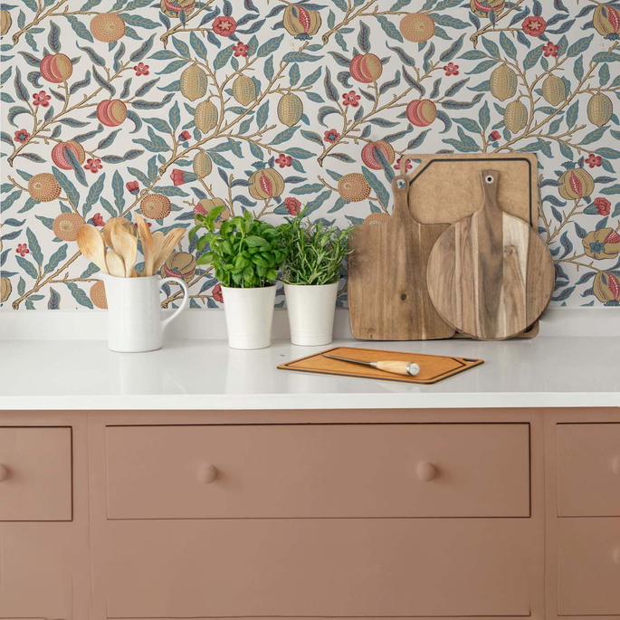 NextWall Peel &amp; Stick Pomegranate Moonstone Blue &amp; Light Ochre Wallpaper image 5 of 5