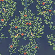 NextWall Peel & Stick Fruit Tree Navy Blue & Greenery Wallpaper