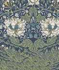NextWall Peel & Stick Ogee Flora Indigo Dye & Sage Wallpaper