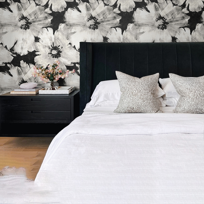 NextWall Peel &amp; Stick Graphic Floral Ebony &amp; Champagne Wallpaper image 3 of 5