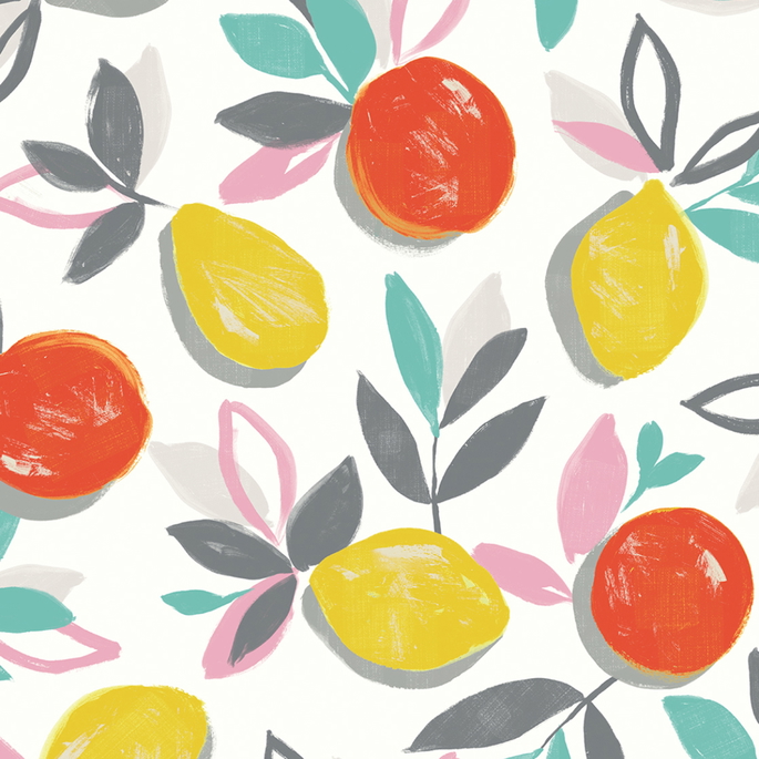 NextWall Peel &amp; Stick Fruit Toss Tropic Sunset Wallpaper image 1 of 5